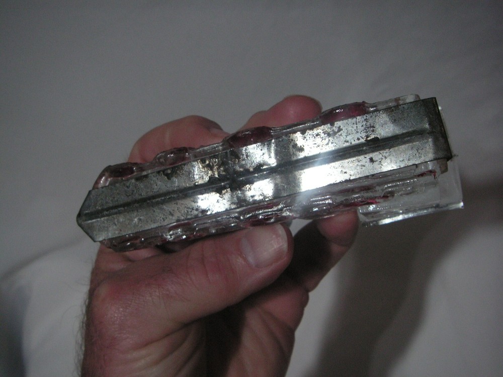 OLD FIGURAL LOCOMOTIVE GLASS CANDY CONTAINER WITH BOTTOM