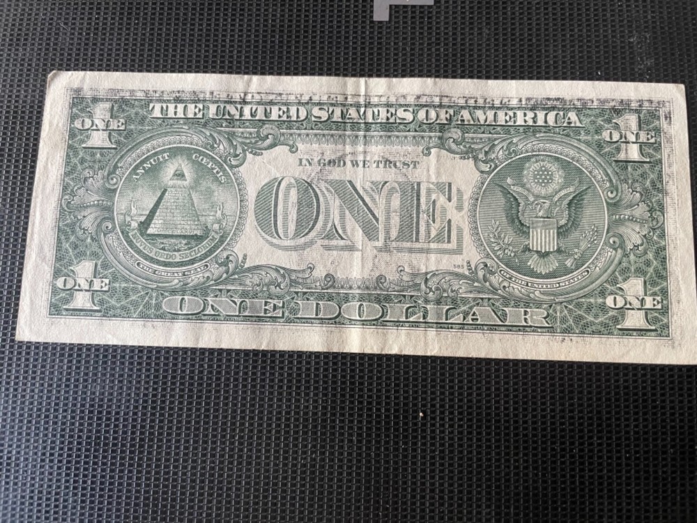 1995 $1 error note OFFSET FRONT TO BACK