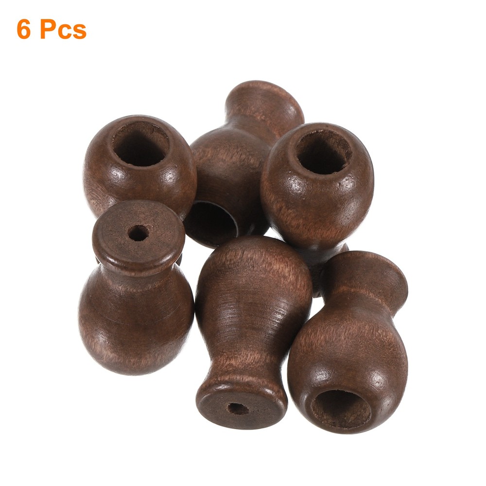 Cord Knobs, Brown Wooden Cord Tassel Drops Pull End for Window, 1.3x0.7" 6Pcs