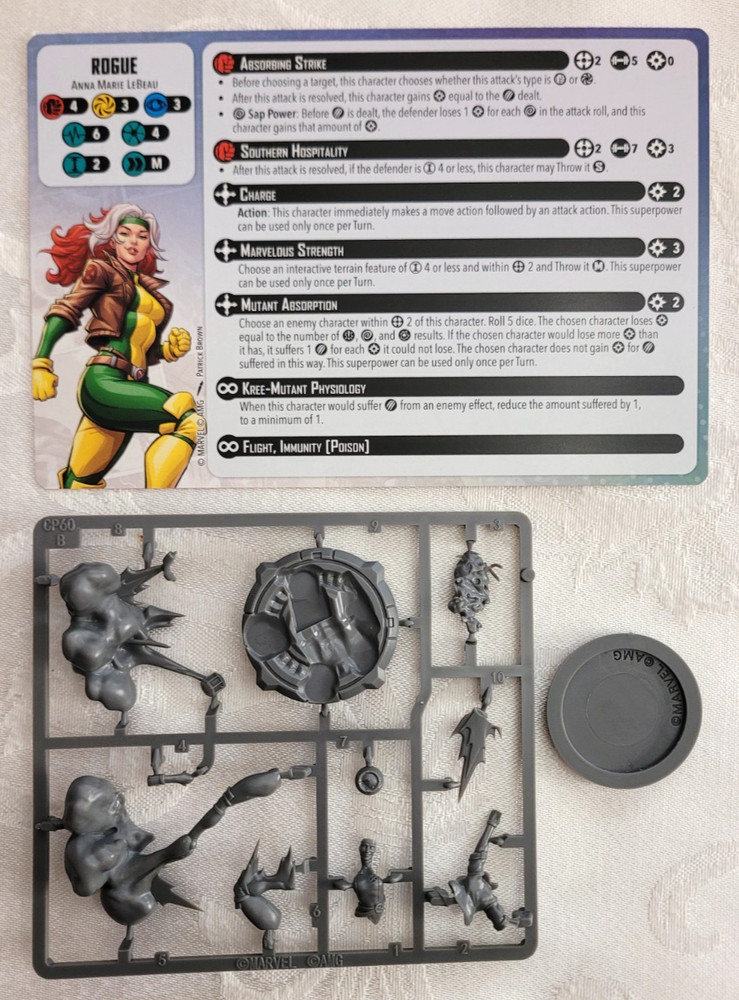 Marvel Crisis Protocol: Rogue model, character card, base X-Men Starter Set