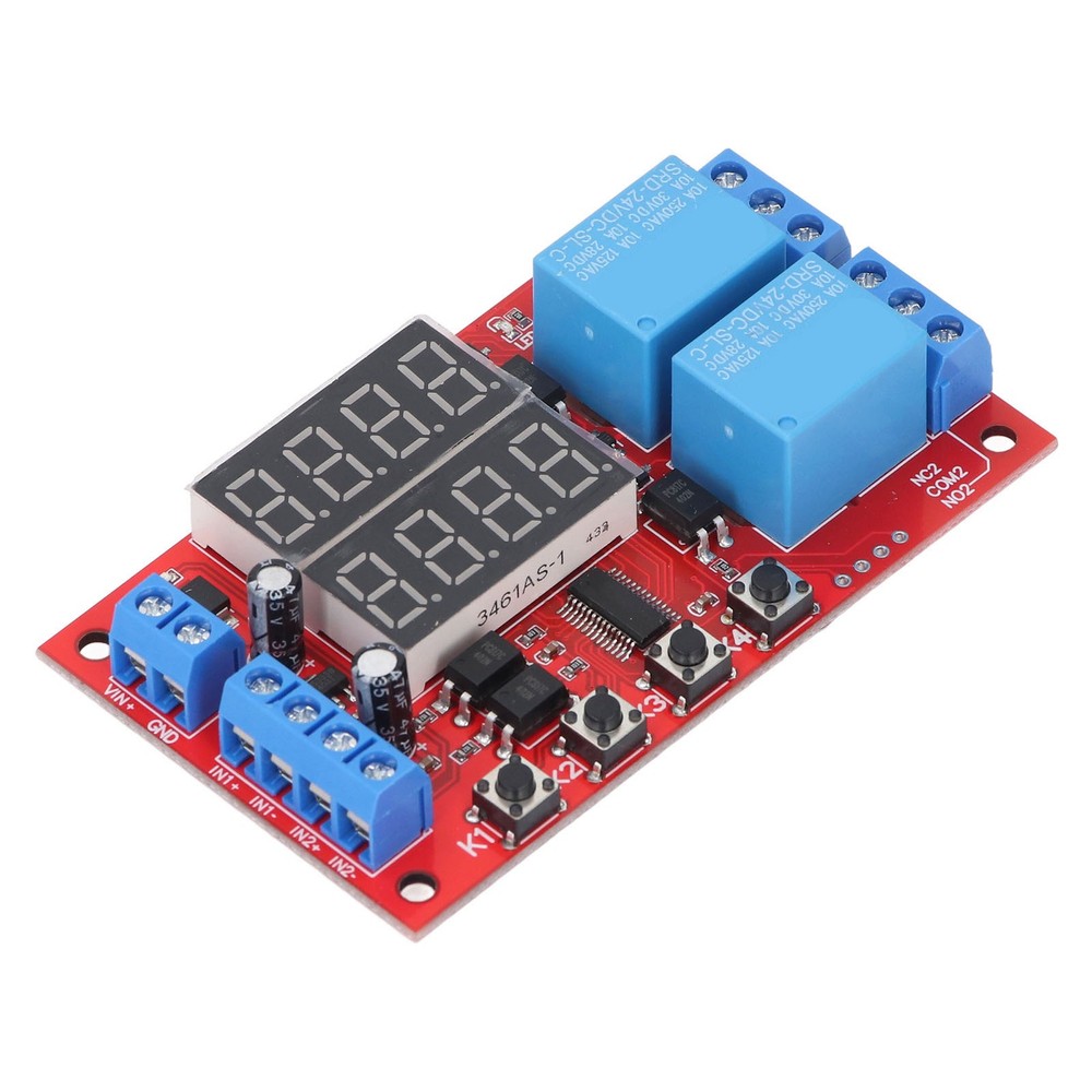 24V 2 Channel Relay Module LED Display Delay Self Locking Cycle Timer Module
