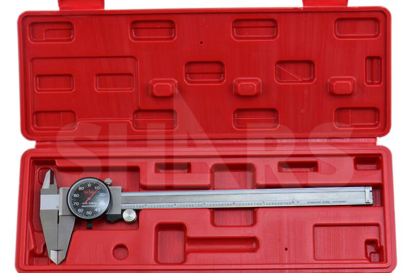 Shars 8" Dial Caliper Shock Proof .001" Steel 4Way Black Face New P}