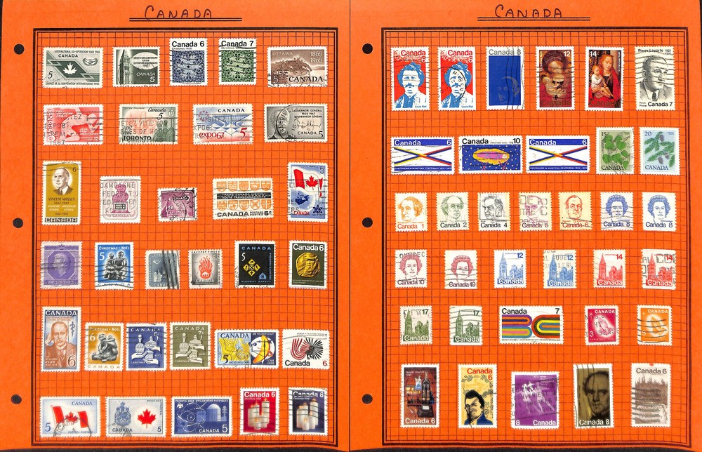 Canada Stamp Collection on 21 Quad & Stock Pages, Nice Selection