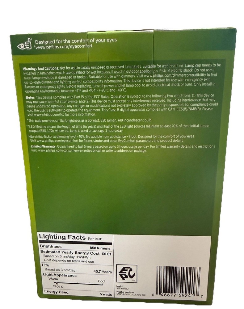 Philips Ultra Efficient 60W Equivalent Soft White A19 LED Bulb (4-Pack)