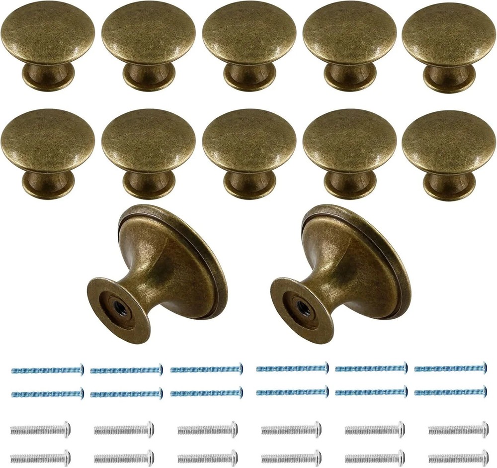 12 Pcs Cabinet Knobs Metal Drawer Knobs Round Dresser Handle 12 Pack Brass