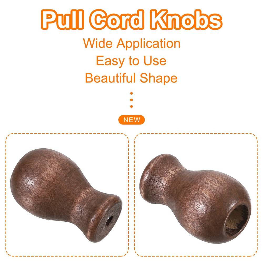 Cord Knobs, Brown Wooden Cord Tassel Drops Pull End for Window, 1.3x0.7" 6Pcs