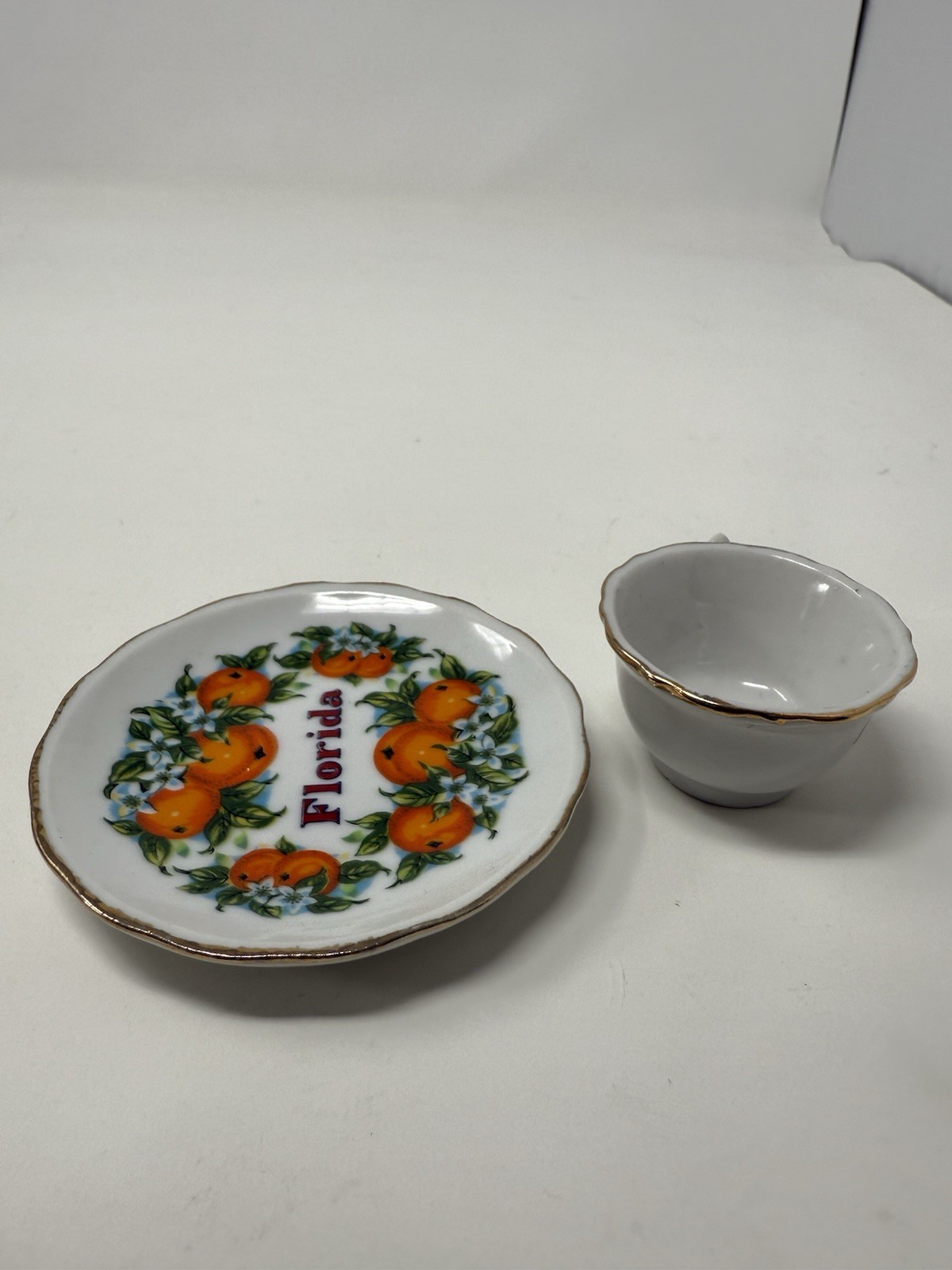 VTG Florida Miniature Cup And Saucer Souvenir Oranges