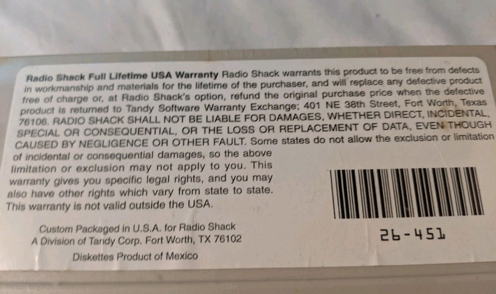 Radio Shack High Density Diskettes 5 1/4"