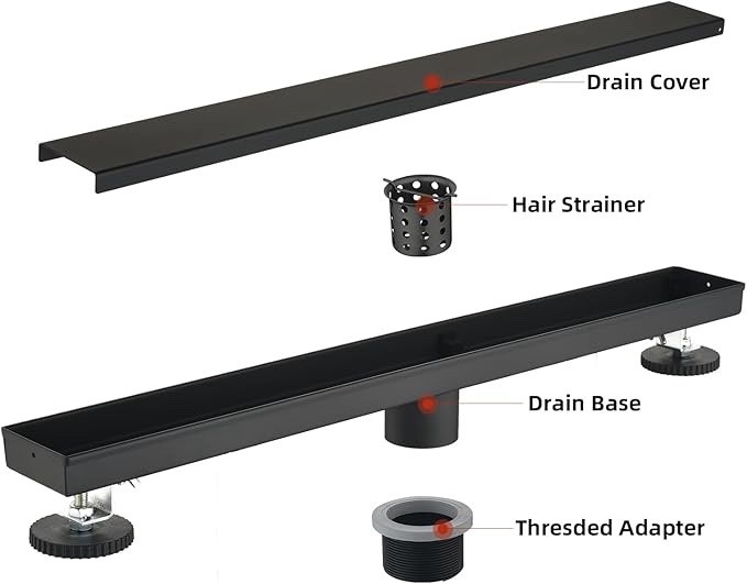 24-Inch Linear Shower Drain with Tile Insert Grate Professional Brushed 304 SS