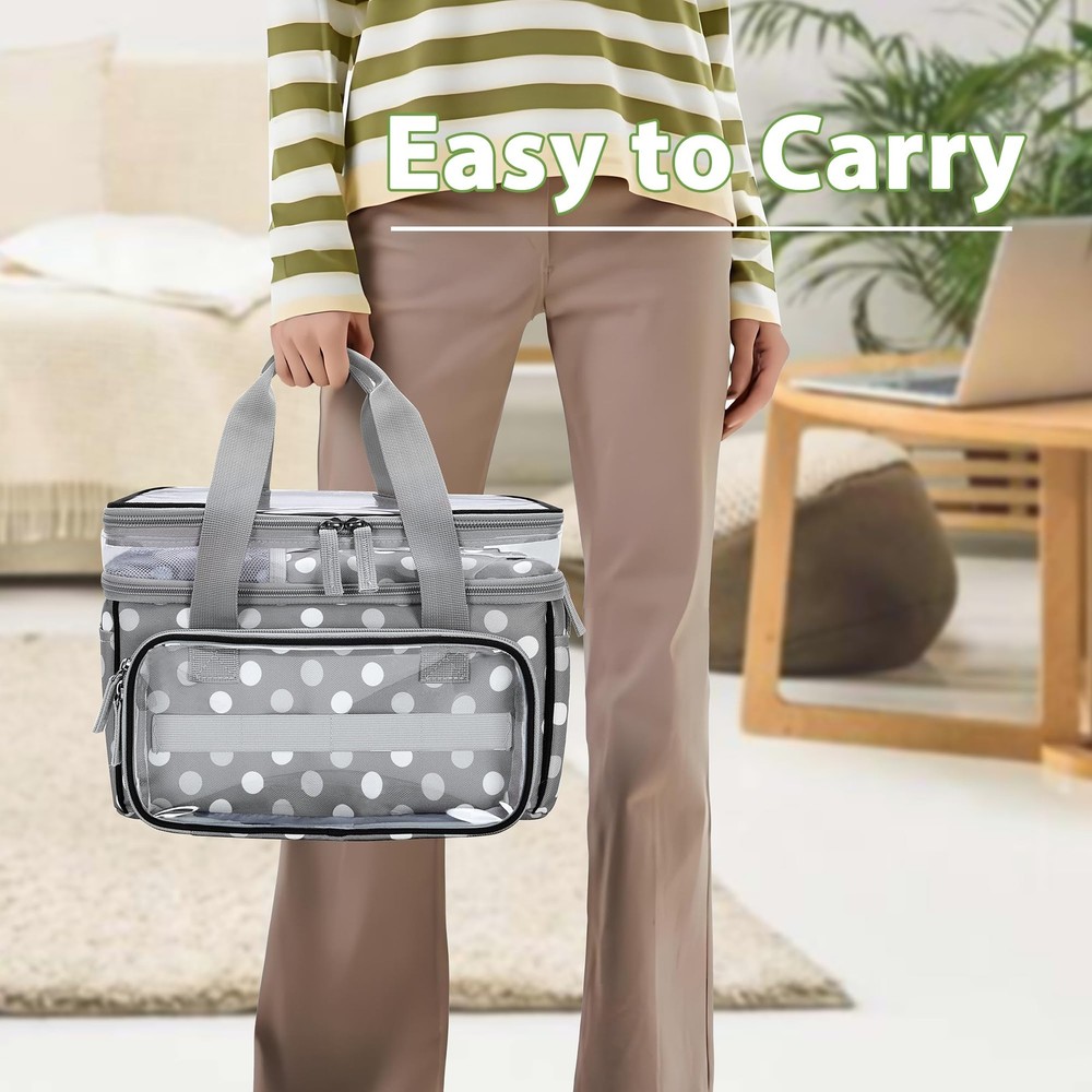 DoubleLayer Sewing Storage Organizer Transparent Compartment Large Bag