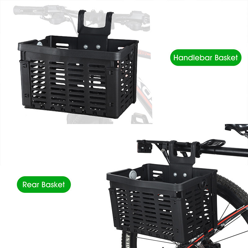 Foldable Bike Front Rear Basket Bicycle Handlebar Rack Pack Carrier Basket Black