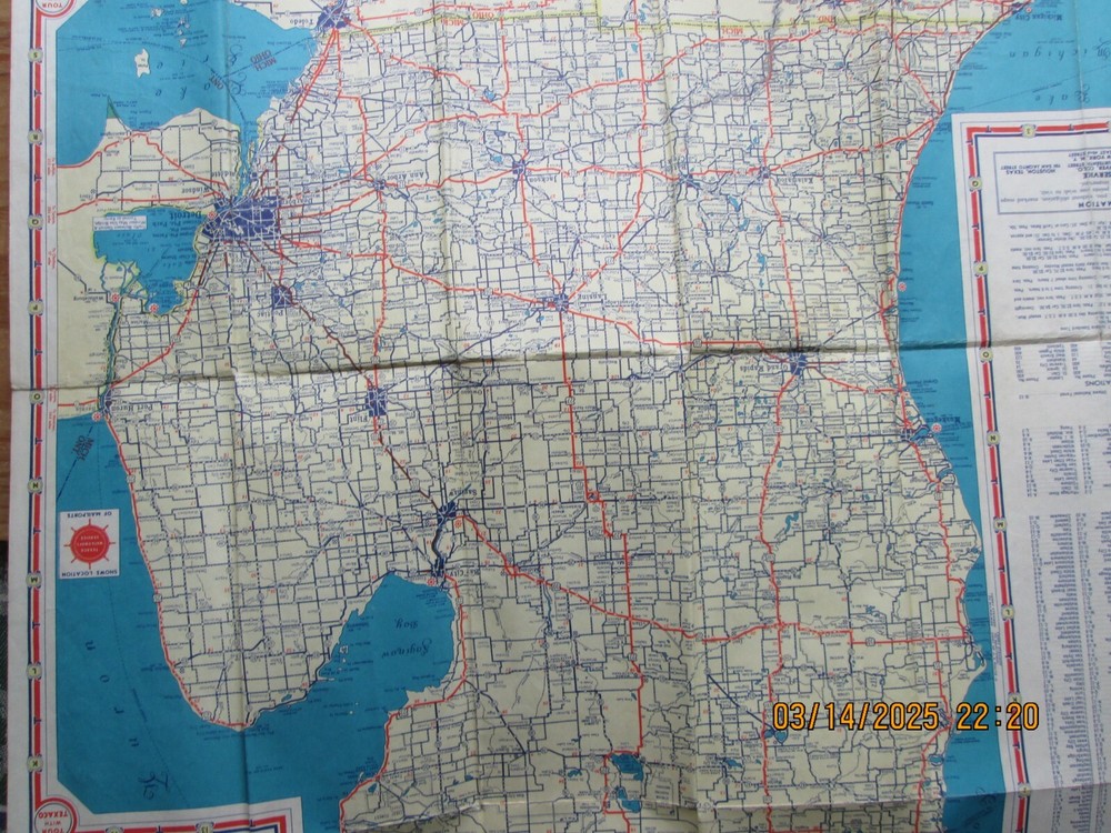 Michigan texaco touring map 1938