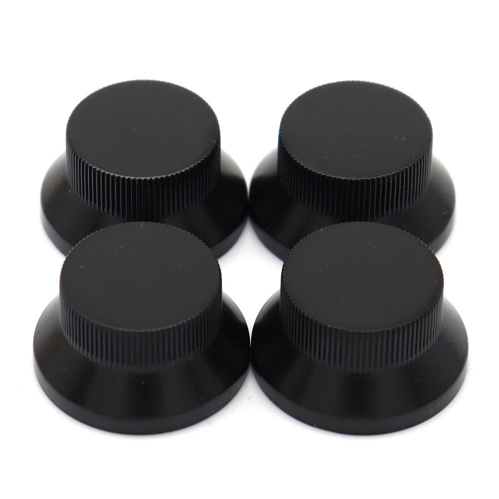 4 Pcs Metal Black Hat Top Flat Top Bass Knobs Guitar Knobs Push-in Control Knobs