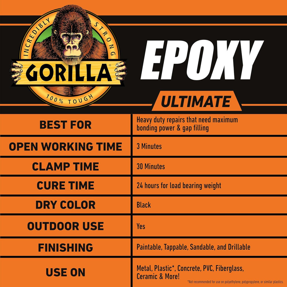 Gorilla Ultimate Epoxy Syringe: 0.85 fl. oz. (Black)