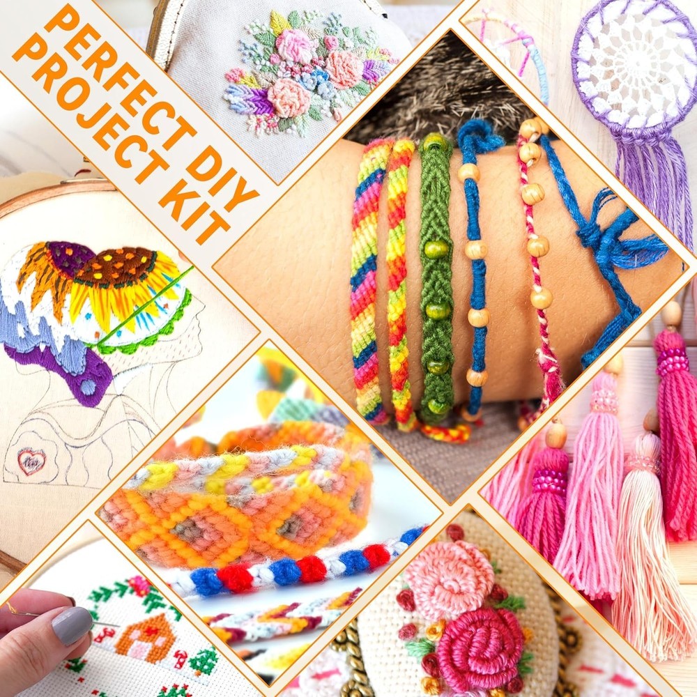 Embroidery Thread Floss Kit 200 Colors Cross Stitch Sewing Storage Box Bundle