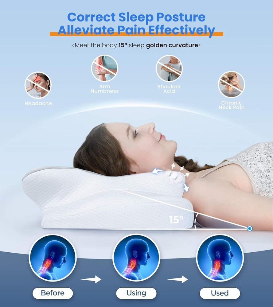Luxury Cooling Pillow for Neck Support - Ergonomic Design & Adjustable Height