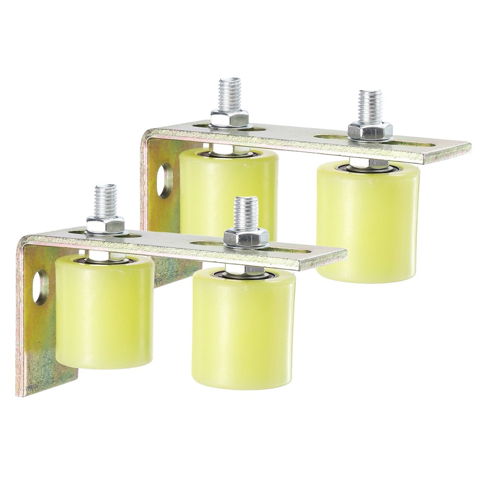 4Pcs Slide Gate Guide Roller 2" Nylon Gate Support Rollers with Bracket, Yellow