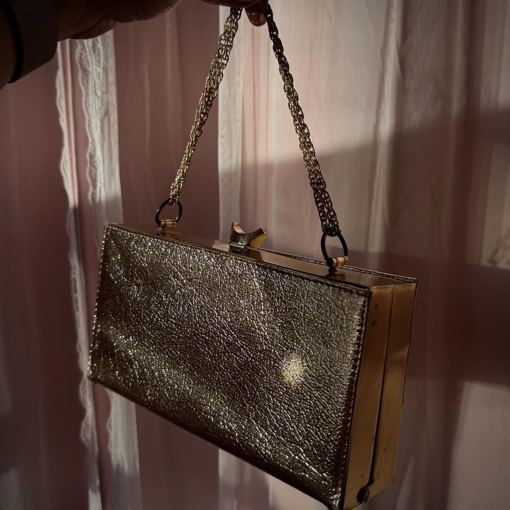 1950s Gold Lamè Box Bag