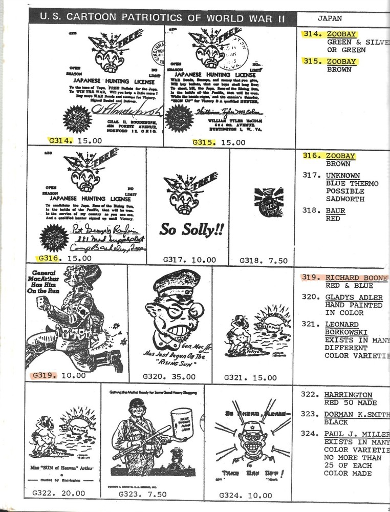 Guthrie's Catalog Of World War II Cartoon Patriotic Envelopes 113pp. Comb Bound