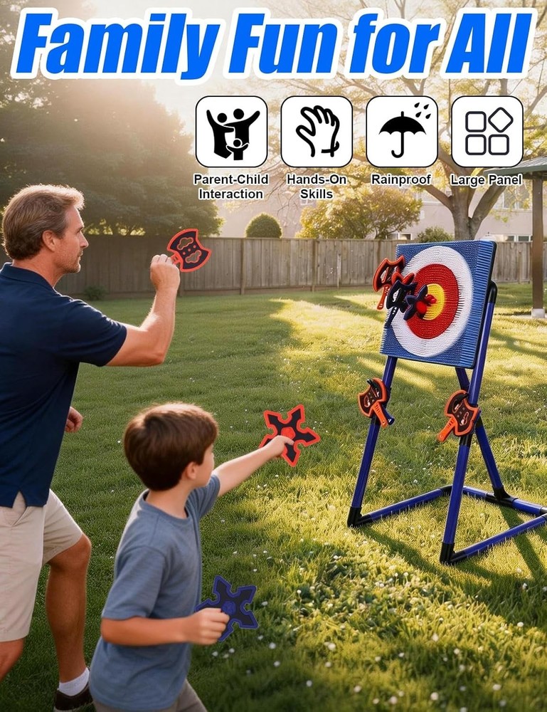 Axe Throwing Game for Backyard,Portable Bristle Target Set with 4 Axes & 4 Da...