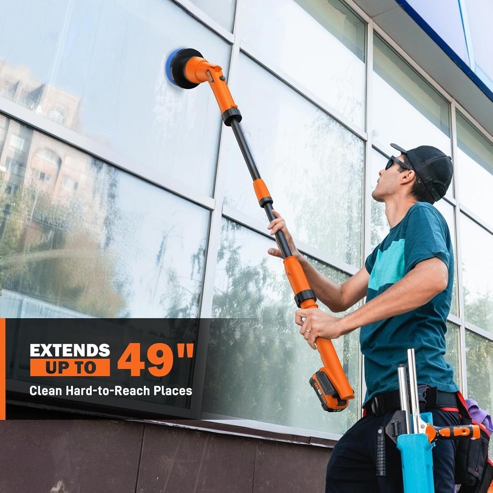 Versatile Electric Scrubber - 2 Batteries, Telescopic Handle
