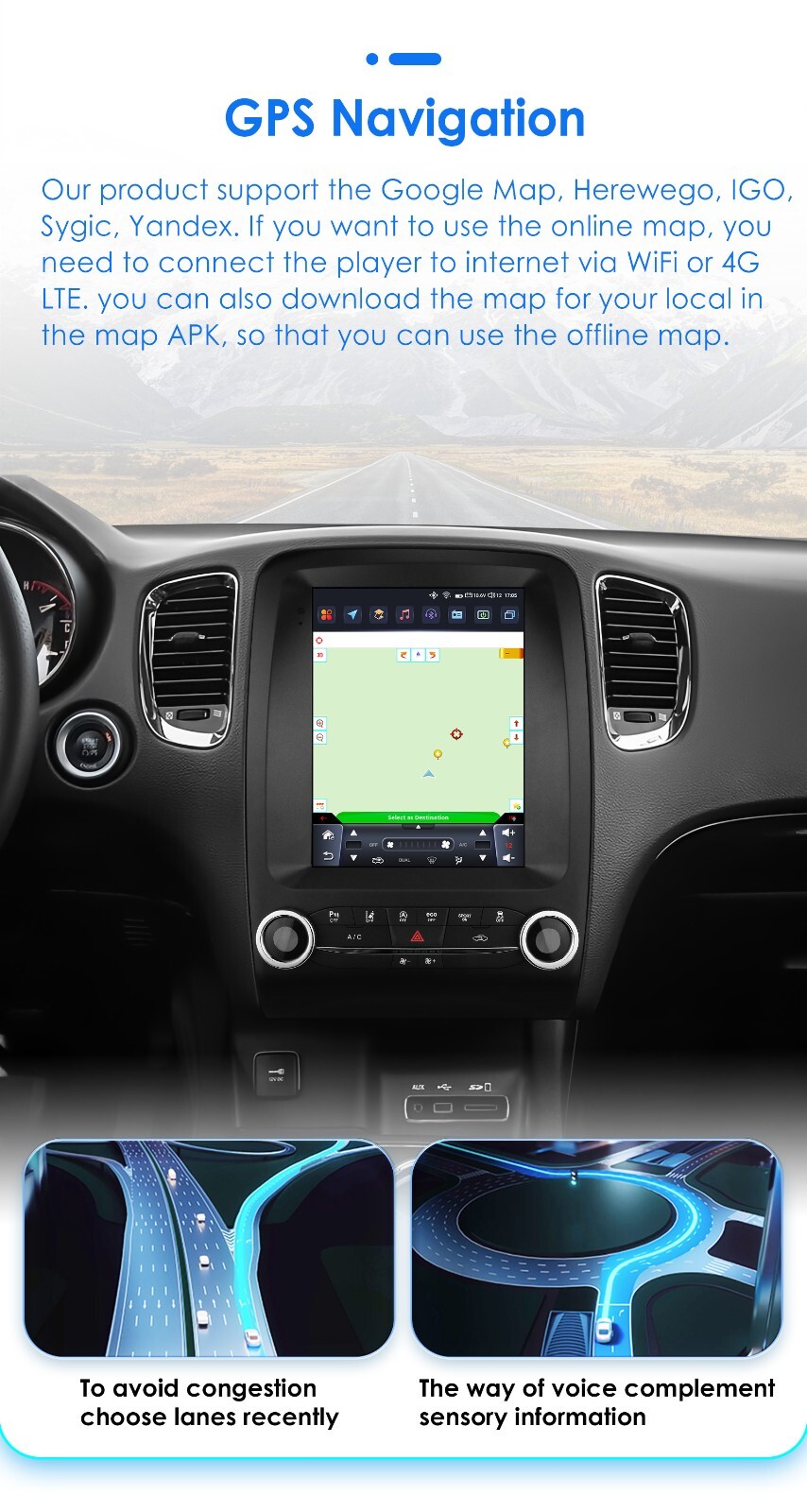 Apple Carplay Android 9.7" Car Stereo GPS Radio WiFi For DODGE Durango 2014-2020