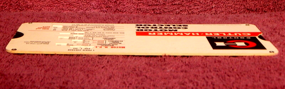 Cutler Hammer Motor Control Selector 1960