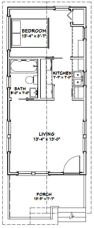 14x30 Tiny House -- 419 sq ft -- PDF FloorPlan -- Model 1A