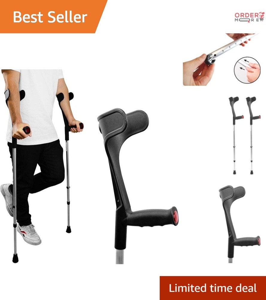Forearm Crutches Aluminum Lightweight Adjustable Height Unisex 2 Pack