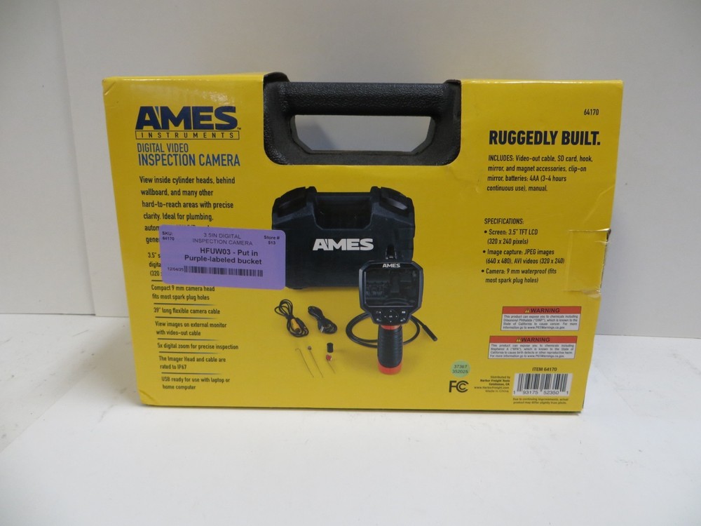 AMES INSTRUMENTS 64170 3.5" Digital Video Inspection Camera new