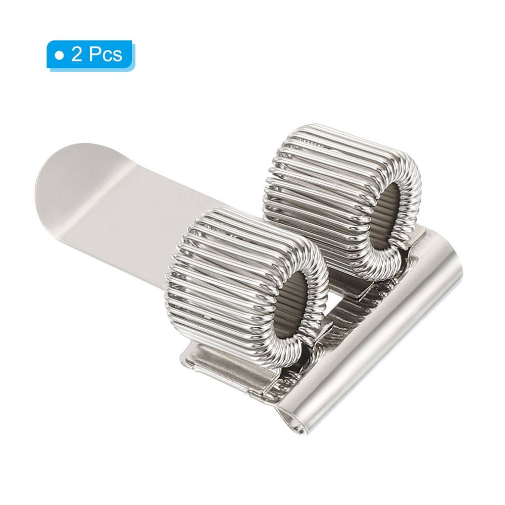 Pen Holder Clips, 2Pcs Metal Portable Double Spring Loop Organizer, Silver