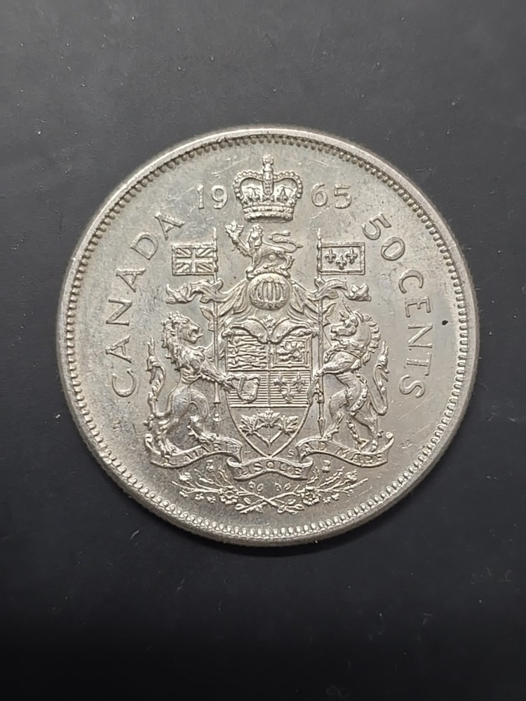 1965 Canadian Silver Half Dollar Coin