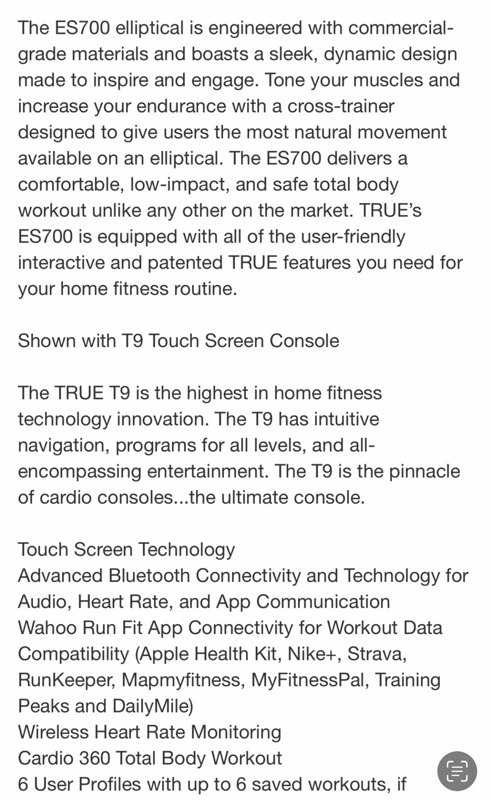 ES700 Commercial Grade Elliptical True Fitness