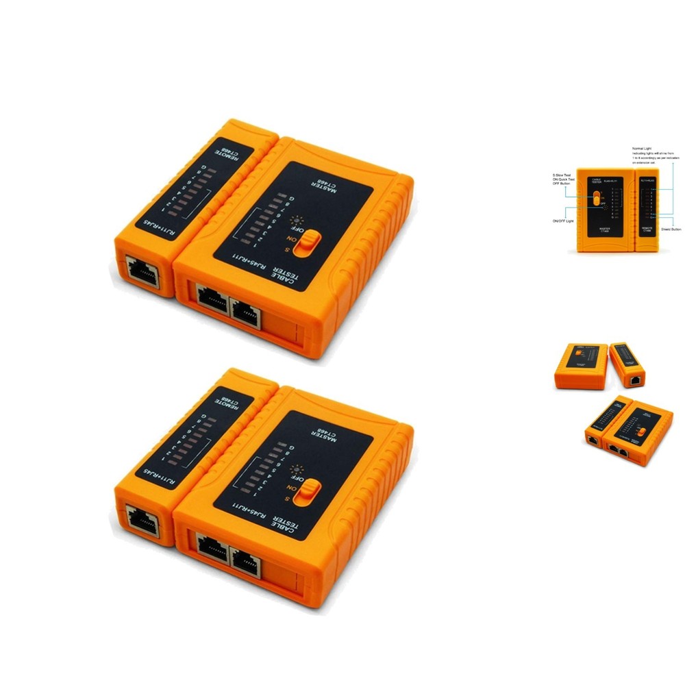 NF-468 Network Cable Tester 2-Pack for RJ45, RJ11, UTP - Quick Diagnostics