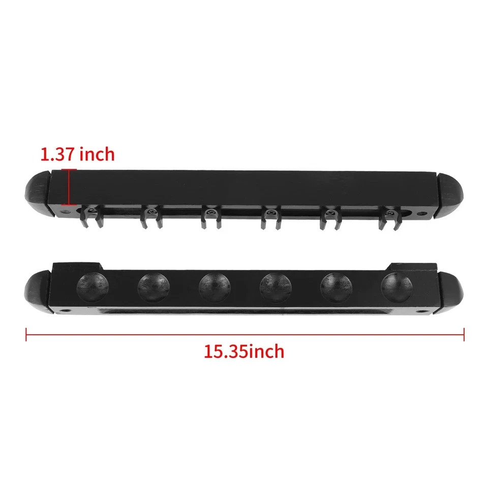 2-Piece Wall Mounted Pool Cue Rack – Solid Wood Billiard Cue Holder for 6