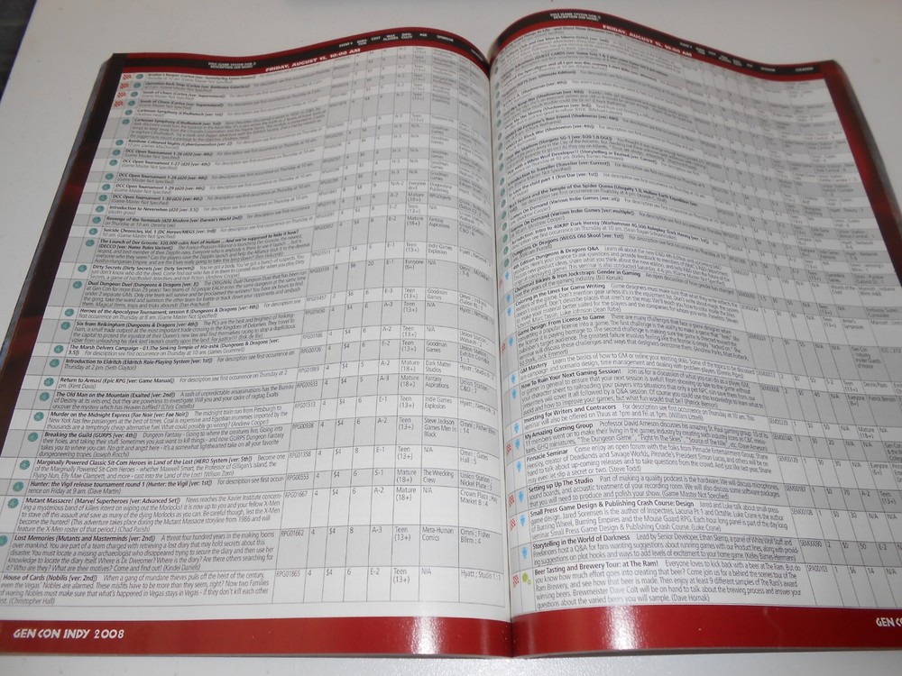 Gen Con Indy Program 2008 Games Guests Venue Events!