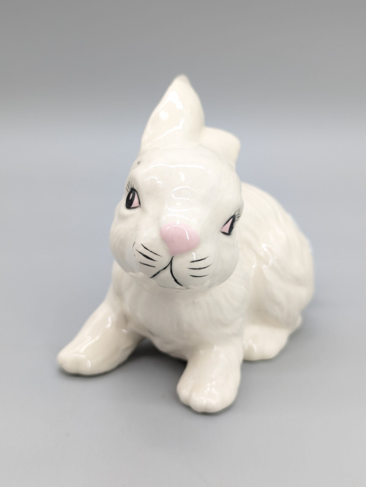 Ceramic White Rabbit Figurine Statue Cottontail Easter Bunny 7"