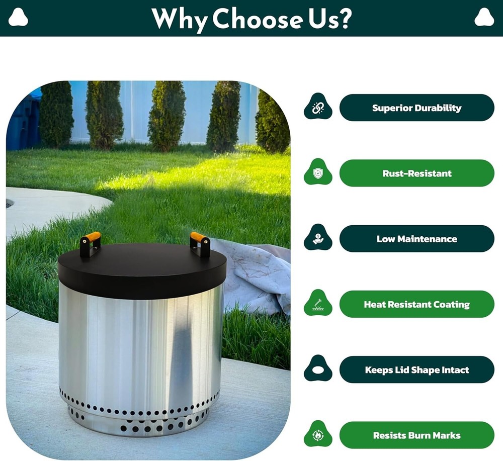 FEBTECH 20 inch Round Firepit Lid - Perfect Fit for 19.5" Smokeless Fire Pits