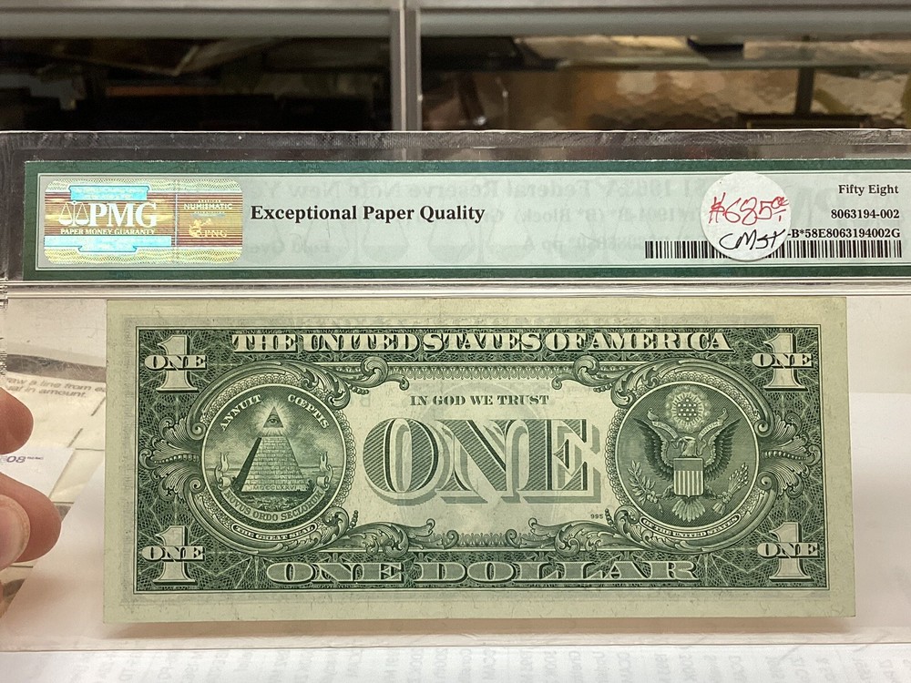 $1 1963A Star Note * PMG 58 EPQ Fold over Error Fr#1901-B*