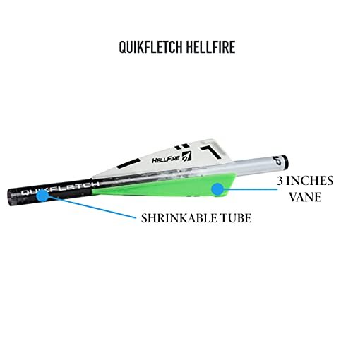Quikfletch Hellfire Stabilizing Fletching - White/Green 3" Vane