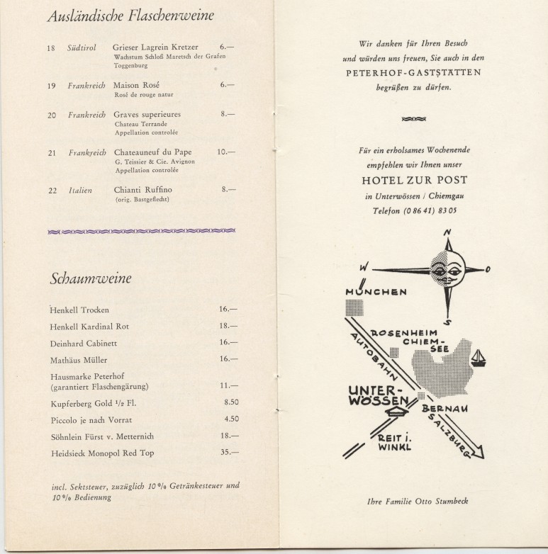 Peterhof Hoch Cafe Menu Munich Germany