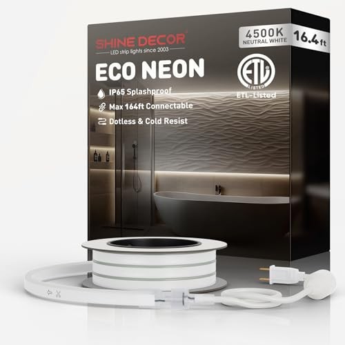 LED Rope Lights AC 120V, Connectable & Cuttable 16.4 ft 4500K Neutral White