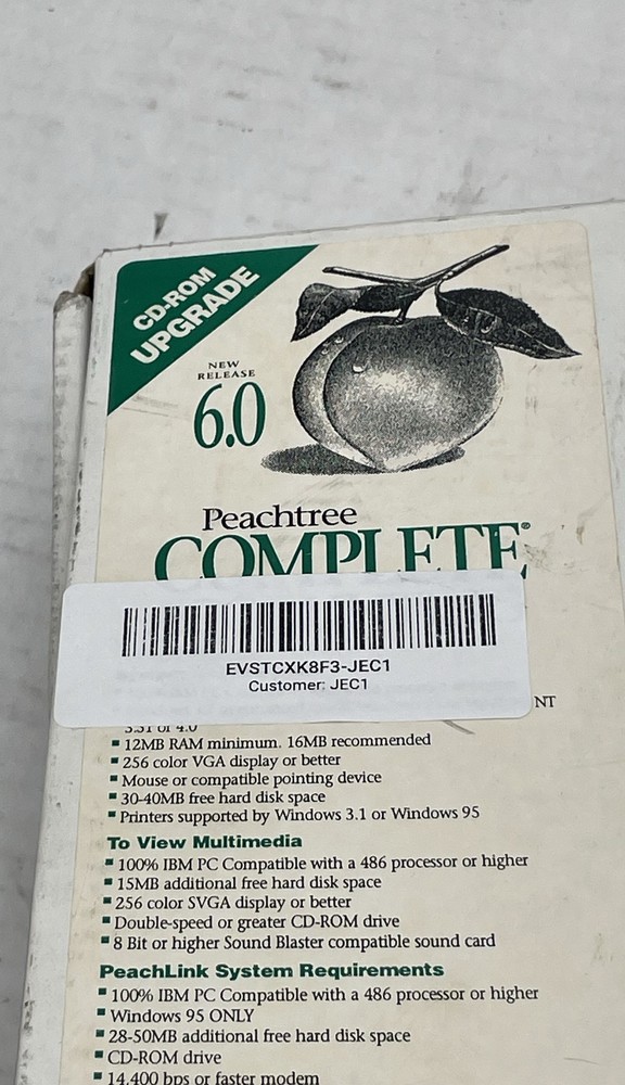 Peachtree Complete 6.0 Accounting Software Vintage PC CD-ROM