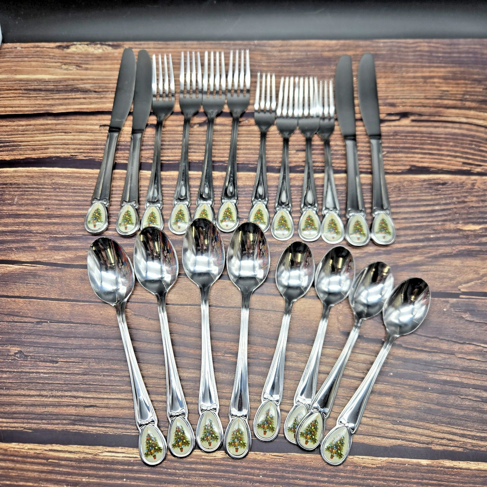 Fiesta Ware Christmas Tree Flatware Set 20 pc 4 Place Settings Stainless