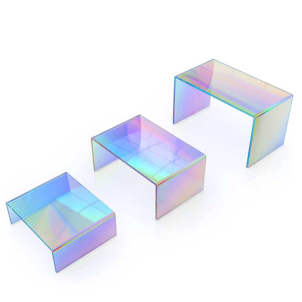 Rainbow Iridescent Acrylic Display Risers (Set of 6)