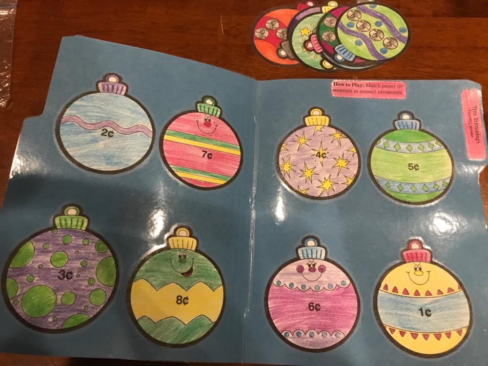 Tree Trimmings! Counting Pennies Grade K math file folder game teacher