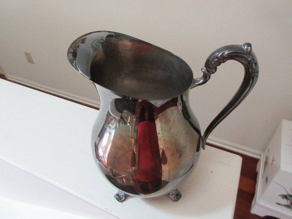 Pitcher , Silver Plated , 4 Footed , 9" High ,19" Circumference , Vintage
