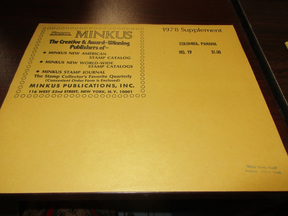 "MINKUS"  1978  SUPPLEMENT COLOMBIA, PANAMA  W/FREE SHP.