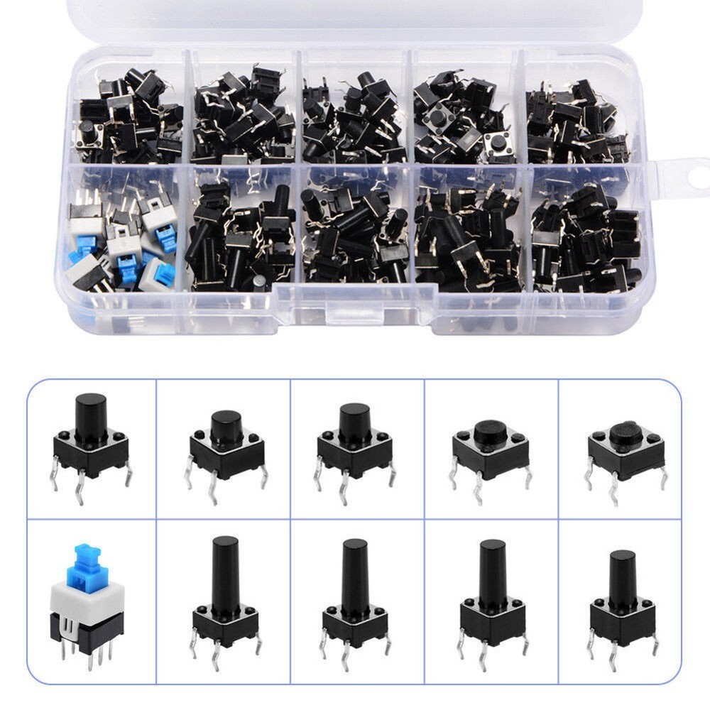 Push Button Tactile Switch Kit 180 Pieces Boxed for Electronic Device Repairs