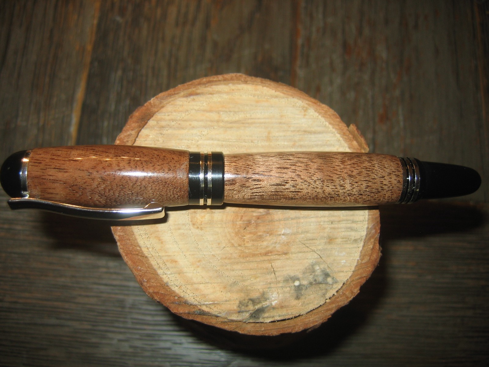 Gorgeous Handmade Churchill Rollerball pen from highly Figured Claro Walnut